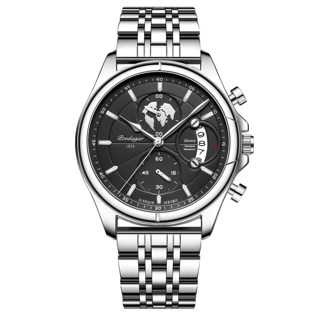 POEDAGAR Top Original Men Watch Chronograph Waterproof Date Quartz Luxury Watches Stainless Stain Business Male Wristwatch
