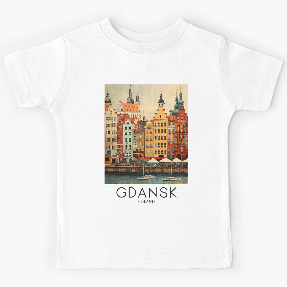 A Pop Art Travel Print of Gdansk - Poland Kids T-Shirt 100