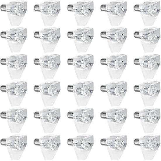 60PCS 5mm/0.2Inch Shelf Support Pins, Plastic Cabinet Shelf Pegs, Clear Shelf Support Pegs for Bookshelf, Kitchen, Display Cabinet