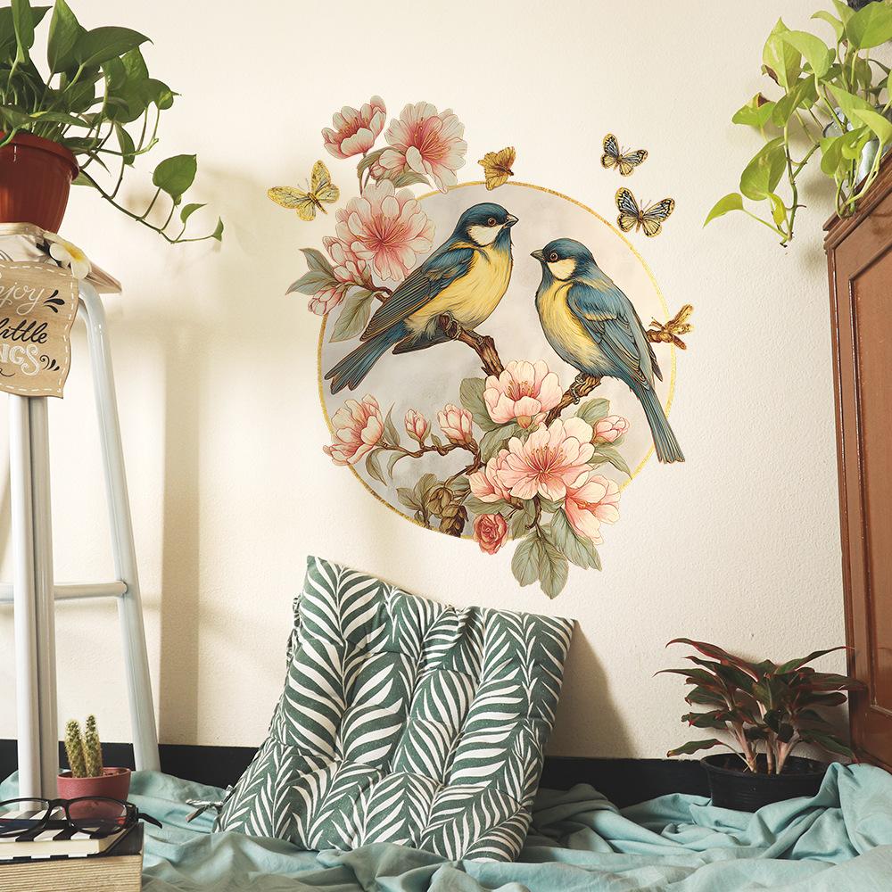 New Chinese-style Flower, Bird, Butterfly Study, Entrance Hall Home Decoration and Beautification Stickers