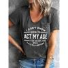 Summer V-neck 3D Letter Printed Top Fashionable Casual Short Sleeved Women's T-shirts