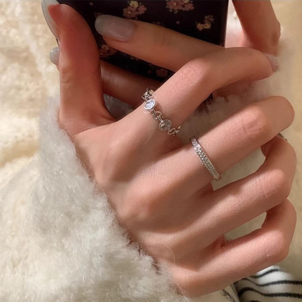 Korean Version of Zircon Open Ring Female Design Index Finger Ring Ring Tide
