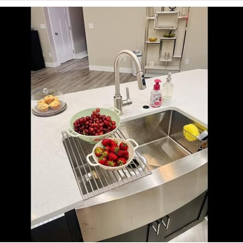 1pc Roll up Dish Drying Rack Over The Sink Kitchen Roll up Sink Drying Rack Portable Dish Drainer Foldable Dish Drying Rack