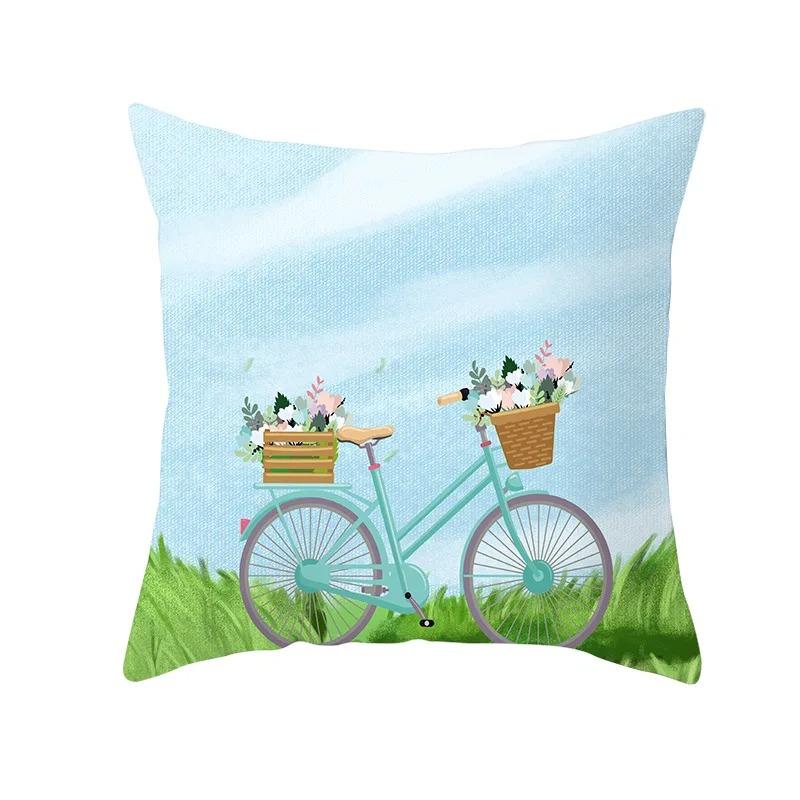 Bicycle Pattern Decorative Pillowcase Living Room Office Decoration Home Pillowcase