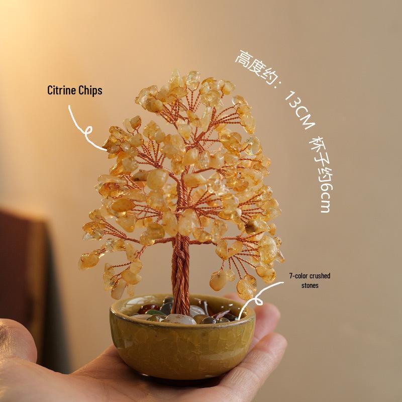 Natural Crystal Money Tree of Life Home Office Decoration Ornament