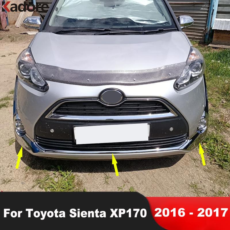 Передняя Нижняя Накладка Бампера Для Toyota Sienta 2016 2017 2-е Поколение XP170 Хромированная Накладка Рамки Передней Противотуманной Фары Автомобиля Аксессуары