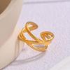 Geometric Double Layer Intersecting Titanium Steel Ring for Women - Simple, Stylish, Gold-Plated INS Fashion Style