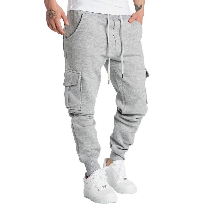 Mens Overalls Loose Joggers Workout Cargo Pants Sweatpants Active Sports Trousers Drawstring Multi Pocket Men's Casual Pants