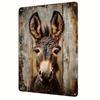 Vintage Metal Wall Art Sign  Donkey Face with Weathered Wood Background X Inches Farmhouse Animal Wall Hanging