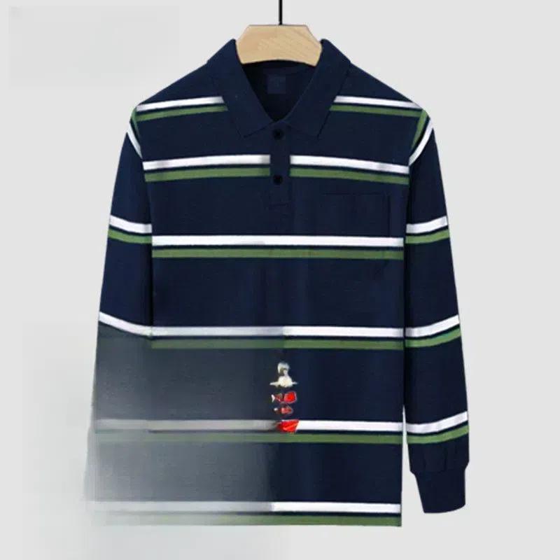 Pánské oblečení Jaro Podzim Límec s klopami Dlouhý rukáv Pruhované Knoflíky Kontrastní barva Tričko Formální Ležérní Módní topy