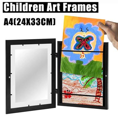 Molduras de desenho para crianças, madeira, substituível, exibição de fotos, pôster, pinturas, fotos, A4, arte infantil, decoração de exibição