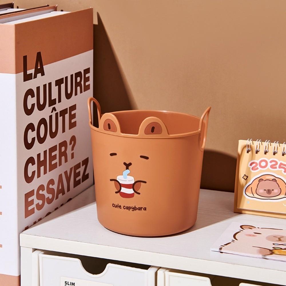 New Cartoon Pencil Holder Large Capacity Round Desktop Storage Buckets Pen Container Students Stationery