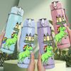 1PC Rainbow Horn Unicorn Cartoon Art 750ml Color Plastic Sports Water Bottle Leakproof Flip Straw Lid Suitable for Sports Office Home Use