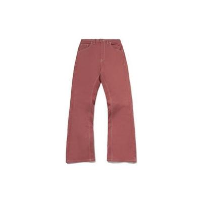 Li Ning Einfarbige Straight Leg Casual Jeans Damen Unterteile Schlammbraun AKXP284-6