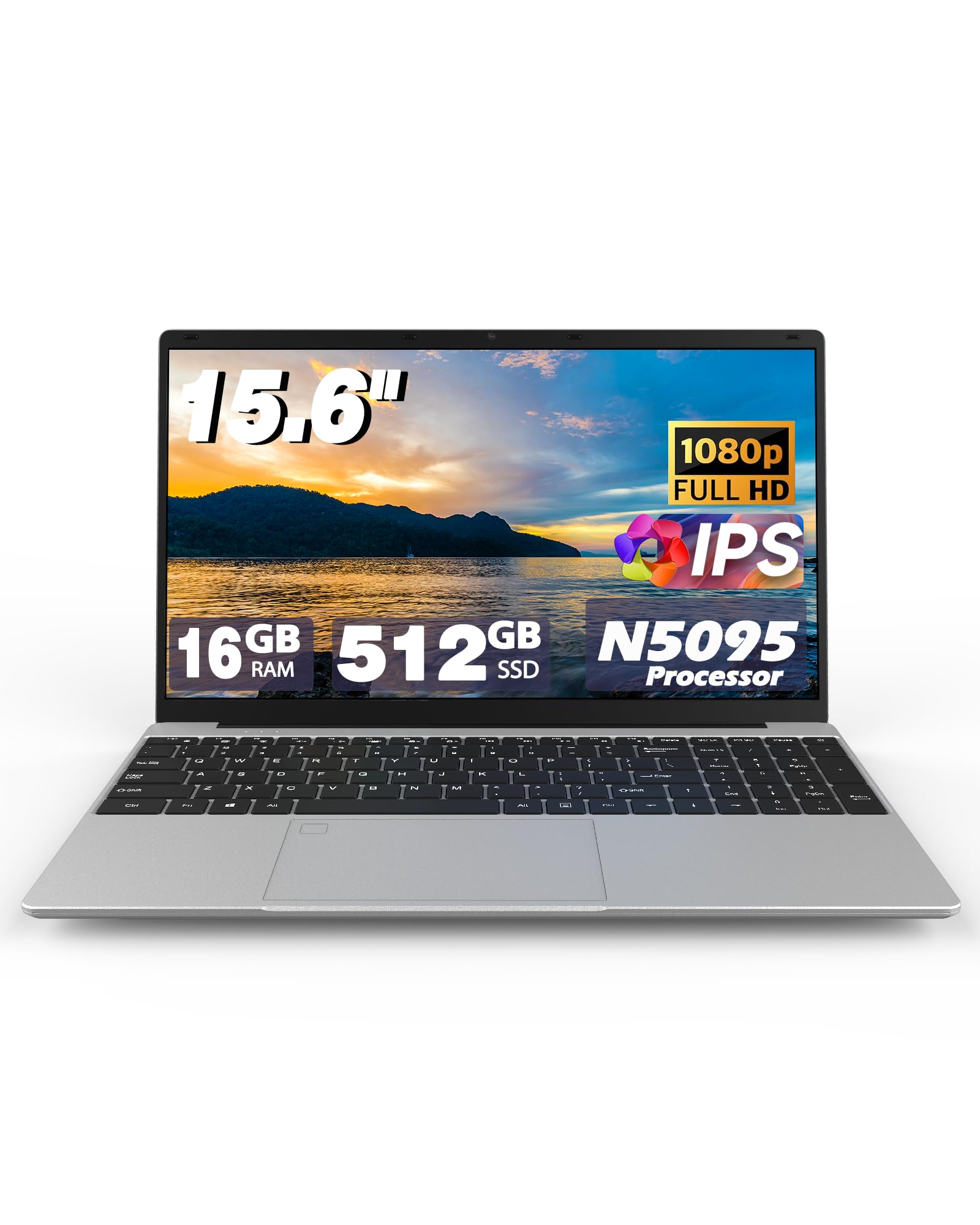 

Laptop with 1080P IPS N5095 Processor up to 16GB 512GB Fingerprint Recognition Backlit USB and HDMI 15.6-inch Screen, 4C/4T 2.9GHz, RAM, SSD,