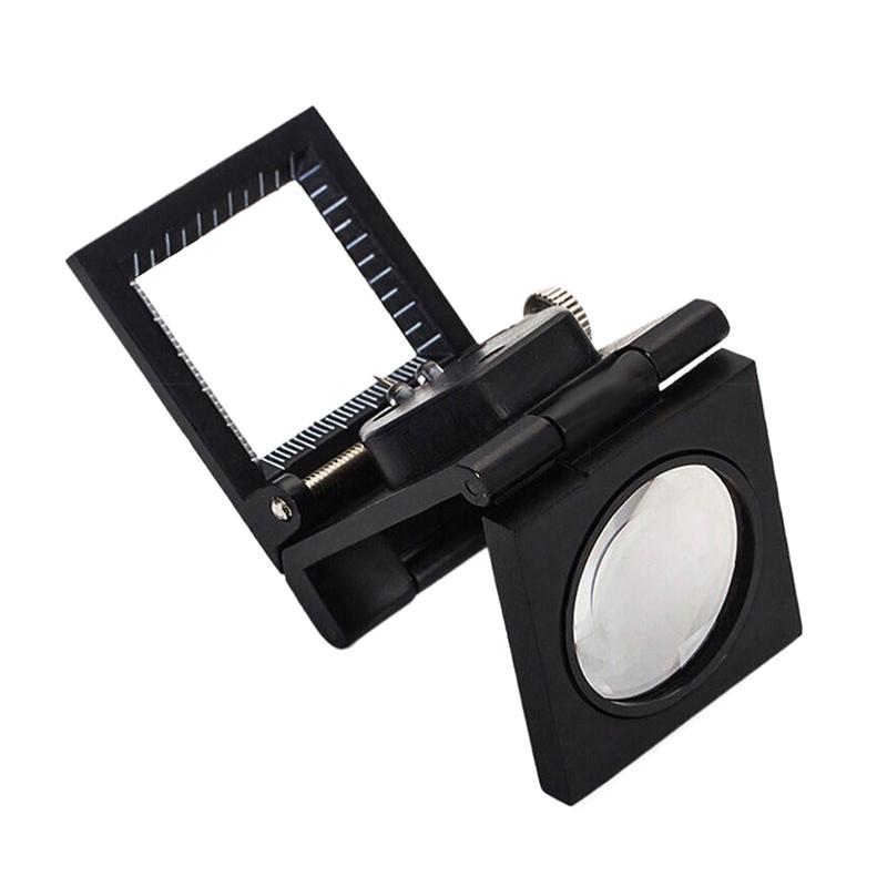 1pz 10X Lente d'Ingrandimento Ottica Pieghevole in Metallo Lente d'Ingrandimento da Scrivania Strumenti di Misura con Luci LED Scala