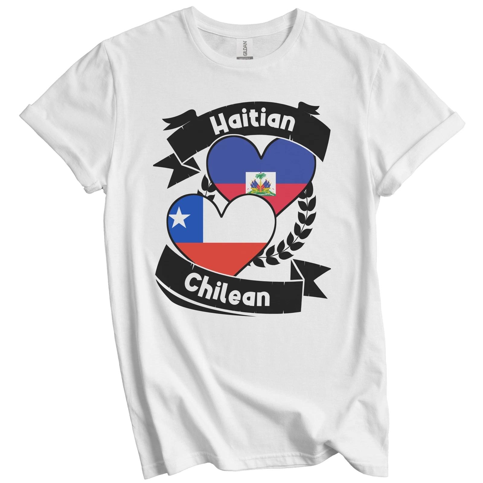 Haitian Chilean Heart Flags Haiti Chile T-Shirt XL