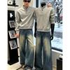 Men's Autumn/Winter Fleece-Lined Henley Long-Sleeved T-Shirt: Thick, Warm, Loose-Fit Base Layer