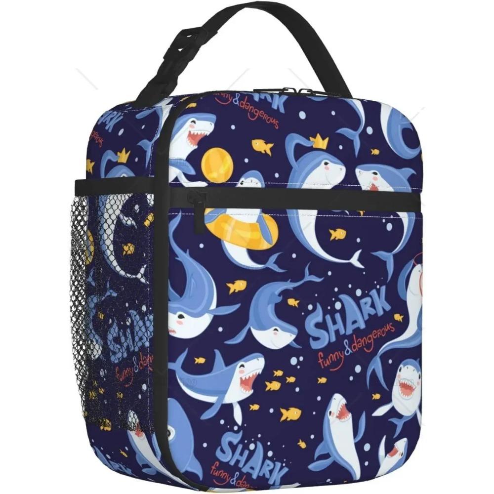Shark Cute Underwater Animal Portable Lunch Bag for Women/Men Insulated Reusable Lunch Box for Office Work School Picnic Beach