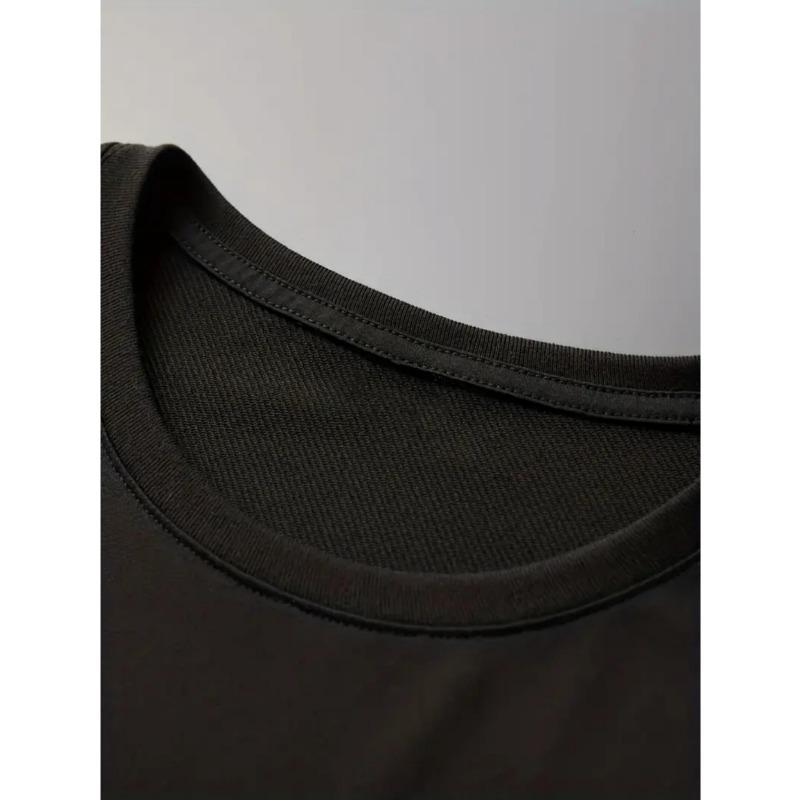 European Size Men'S Casual Fashion Creative Round Neck Letter Print Short-Sleeved T-Shirt