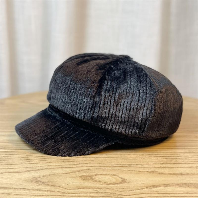 

Вельветовая осенне-зимняя шляпа женская восьмиугольная шляпа берет женский британский милый и симпатичный Adjustable чёрный