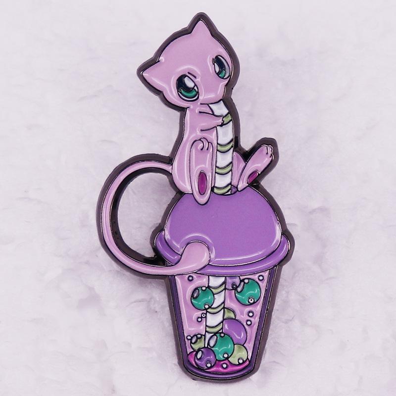 

Dreamy Cute Cartoon Elf Boba Tea Enamel Pin - Perfect Gift for Video Game Lovers