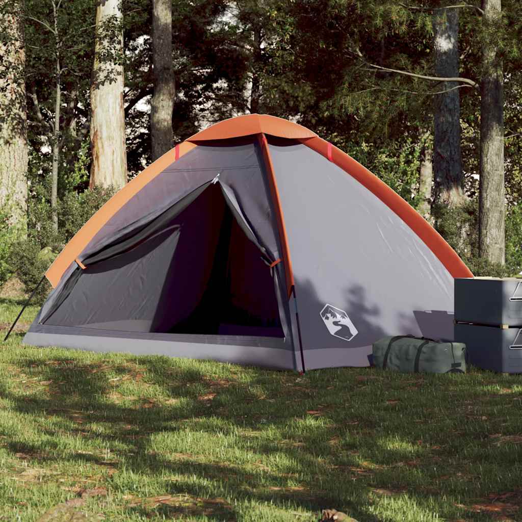 Vidaxl Tenda da Campeggio, 4 Persone, Grigio-Arancione, Impermeabile