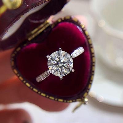 Neuer runder Zirkonia-Ring mit 6 Krallen für Damen, silberfarben, Antrag, Verlobung, Hochzeit, zeitloses Styling, klassischer Schmuck