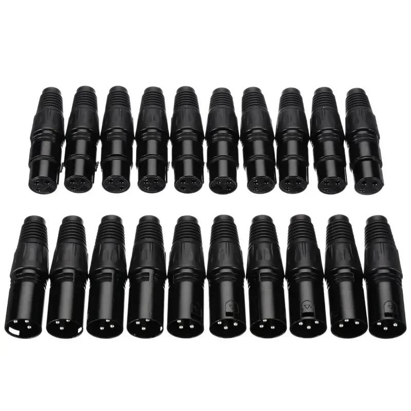 20pcs 3Pin XLR Male To Female Microphone Extension Cable Microphone Cables Plug Audio Socket MIC Audio Connector Adapter