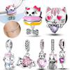 Copper Cute Animal Pet Series Cat Burger Love Fit Original Bracelet Women'S Charms For Jewelry Making Gifts