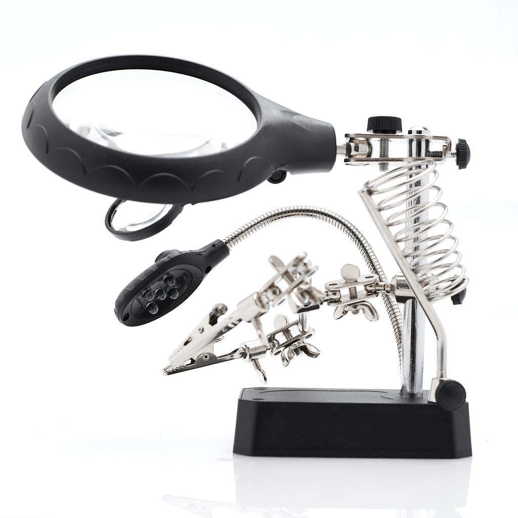 Mounting Bracket - Third Hand With Illumination And 3 Magnifying Glasses (90Mm - 2.5X, 34Mm/7.7X And 34Mm/10X) Te-800