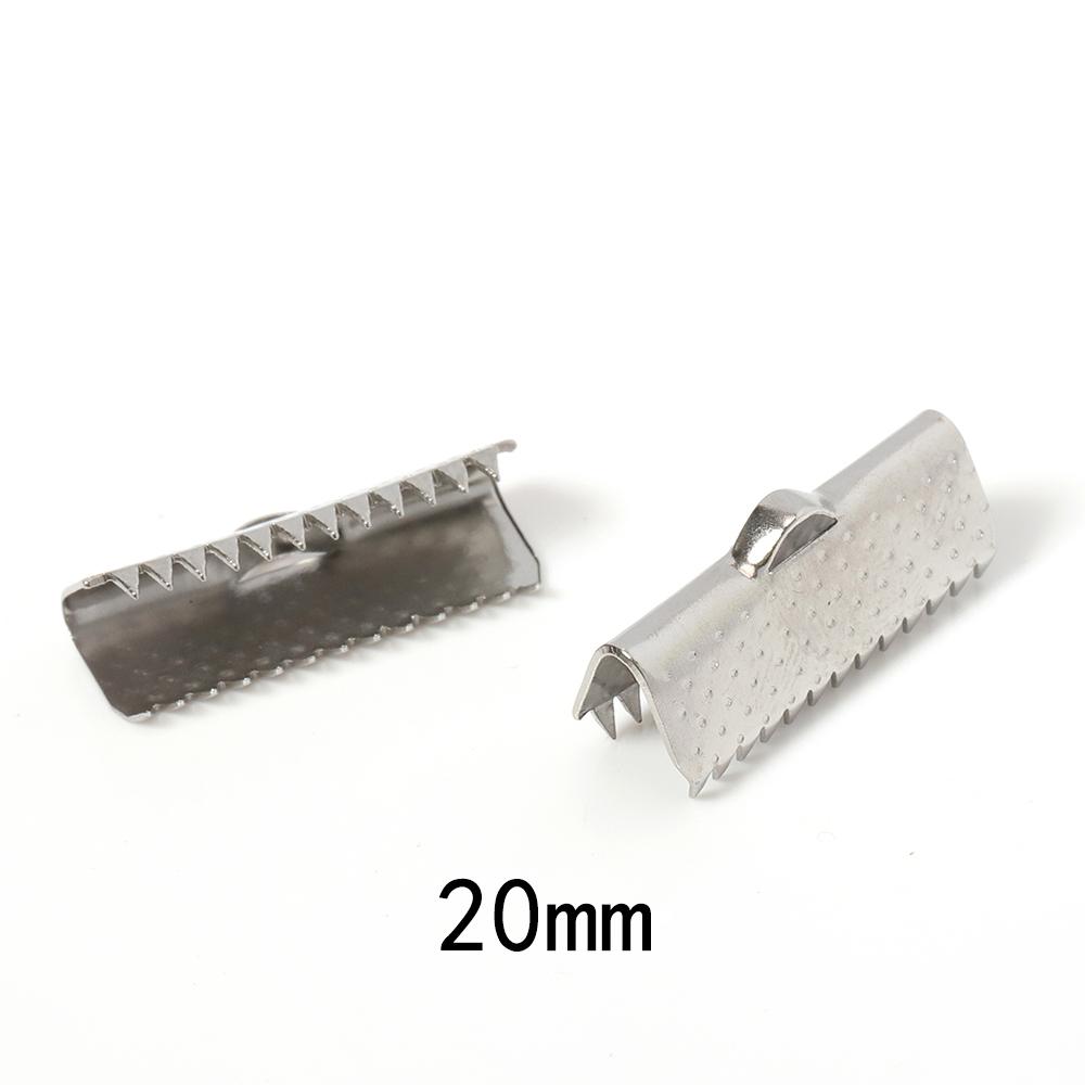 50pcs Stainless Steel Fastener Crimp End Clips Cove Clasps for Jewelry Making Cord Caps Ribbon Leather Cord Foldover Connectors