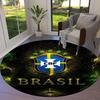 Brazil National Football Team Round Area Rug,Carpet Rug for Living Room Bedroom Sofa Playroom Decor,Non-slip Floor Mat