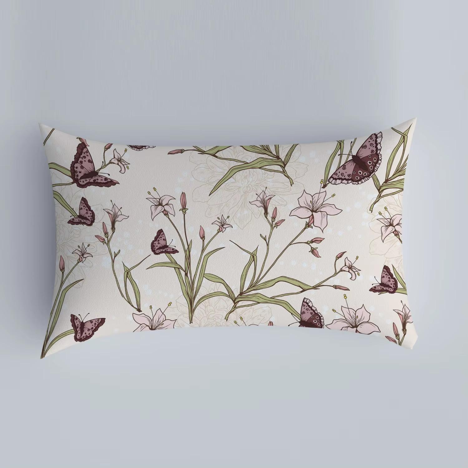 Chinese Stijl Bloemen- en Vogelpatroon Print Decoratie Slaapkamer Woonkamer Kantoor Rugleuning Huis Rechthoekige Kussensloop 30x50cm