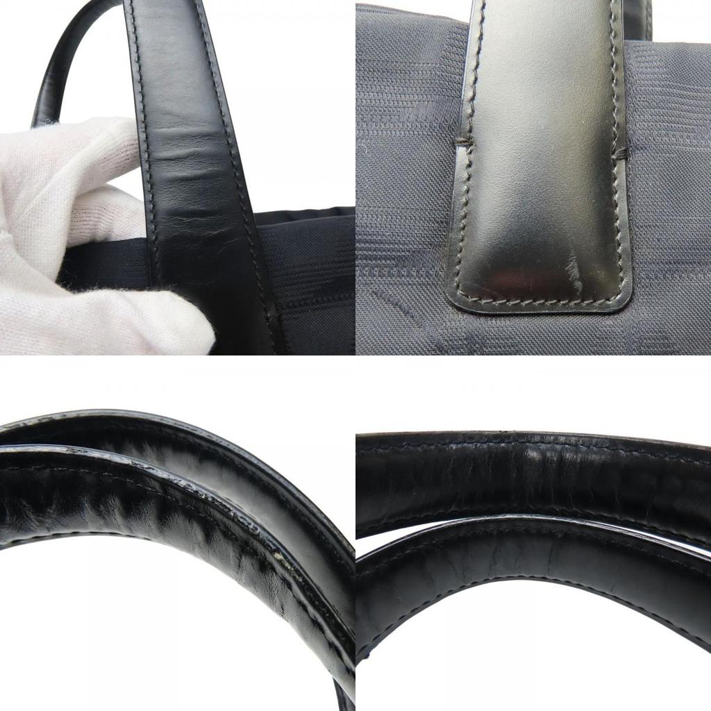 Used CHANEL Tote Bag New Travel Line COCO Mark Jacquard Nylon/leather Black 8th