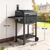 Charcoal BBQ Grill with Adjustable Charcoal Pan, Large Barbecue Grill Smoker with Side Tables, Temperature for Outdoor