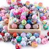 20Pcs/Bag  15MM Printed Silicone Beads Mixed For DIY Jewelry, Bracelets, Keychains, Etc