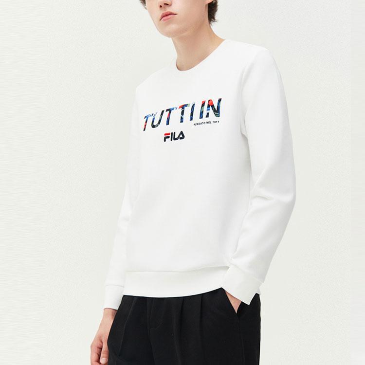 Fila Casual Sports Crew Neck Logo Printed Sweatshirt Men Sweatshirt White F51M118209F-WT