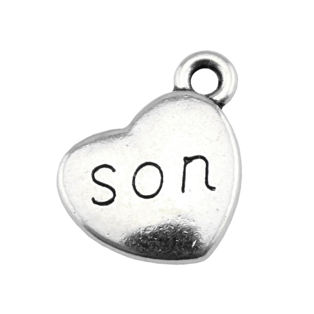 

10pcs Double Sided Son Heart Charms Charms Antique Silver Color Zinc Alloy 15X18mm