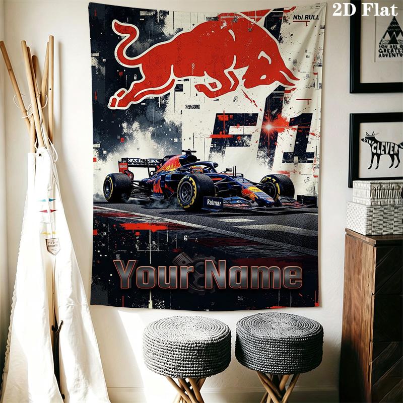 Name Custom F1 Wall Tapestry Aesthetic Wall Hanging Printed Fabric Blanket Decorative Tapestries for Bedroom Living Room Home Decor