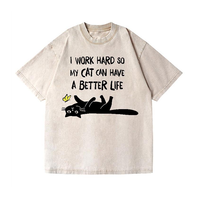 

Vintage Wash Japanese Design T-Shirt Men s Holiday Short Sleeve Summer Tops Unisex Cat Printed Cotton Dropped Shoulder Tees S