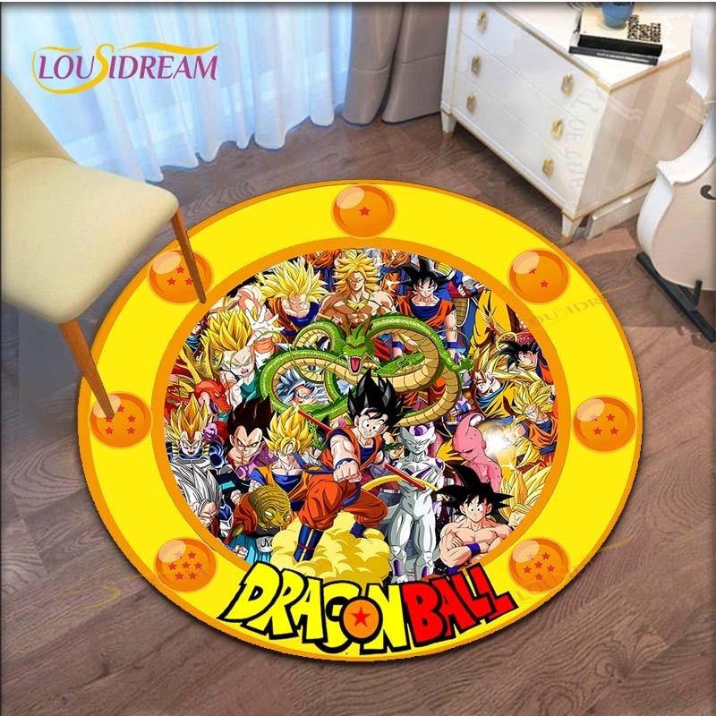 GOKU Carpet Cartoon Dragon Ball Non-slip Floormat Area Rug Round Play Mat for Playroom Kidsroom  Rugs for Bedroom