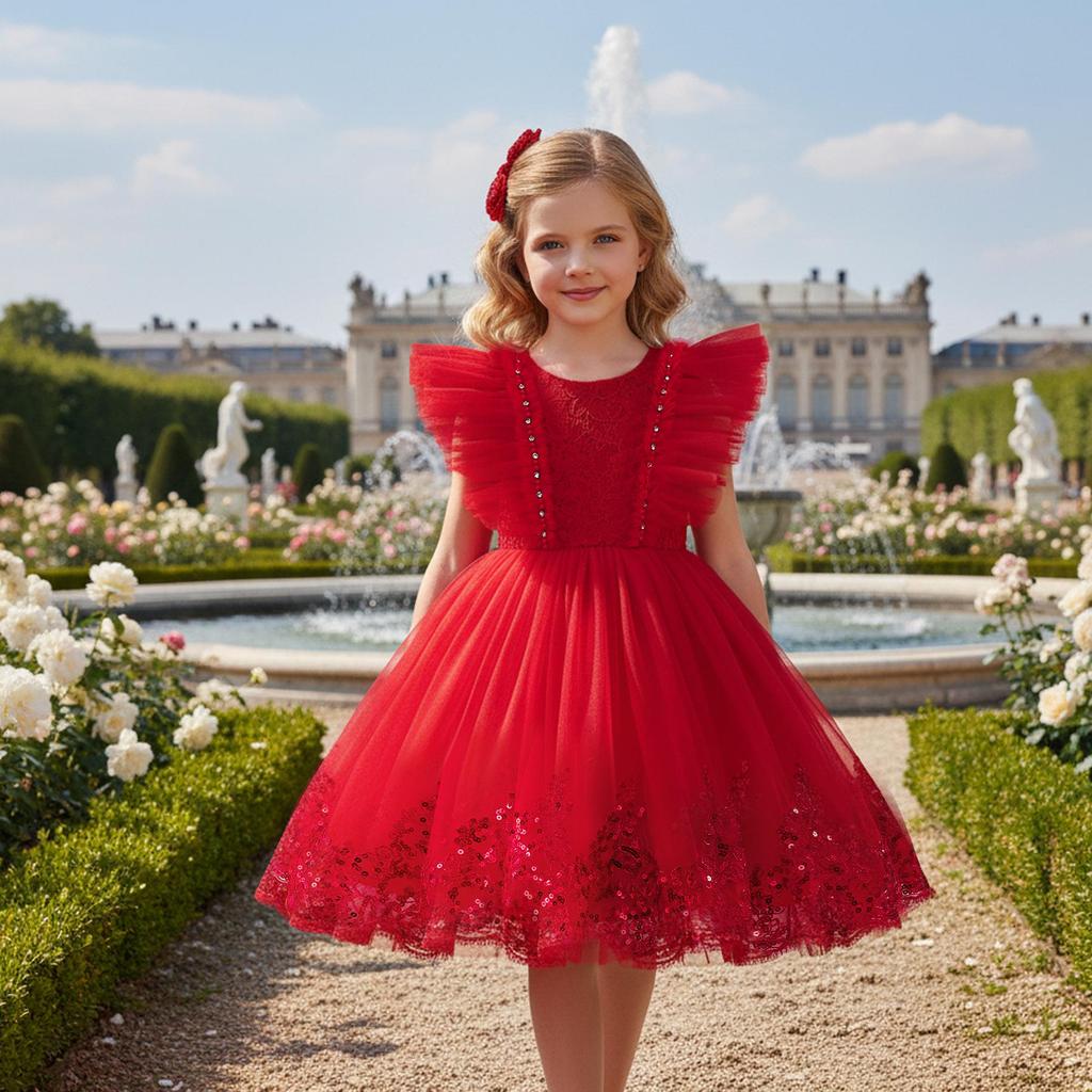 Robe de Princesse Formelle pour Enfants - Jupe Bouffante Fleurie Style Européen & Américain pour Défilés de Mode & Spectacles de Piano