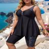 Damen S Übergröße Bedruckter Tankini Badeanzug Geometrisches Muster