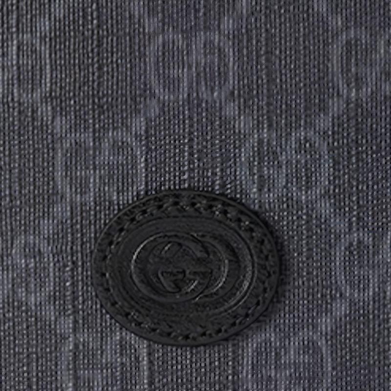 Gucci Interlocking Presbyopia Logo Bifold Card Clip Wallet Canvas with Leather Trim Coin Purse Regular Men's Black