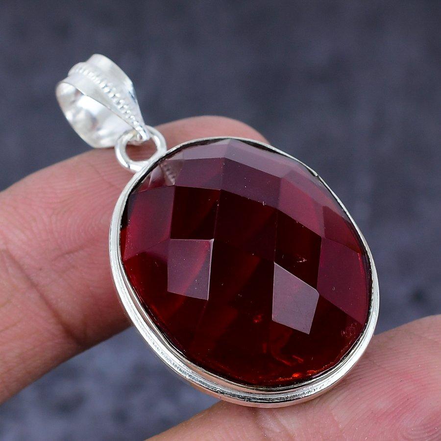 Natural Mozambique Garnet Handmade 925 Sterling Silver Gift Pendant 1.77" A2t60