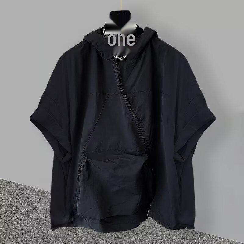 

Унисекс Темно-серый Худи с коротким рукавом: Лето 2024, Свободный крой, Однотонный, Универсальный стиль M чёрный