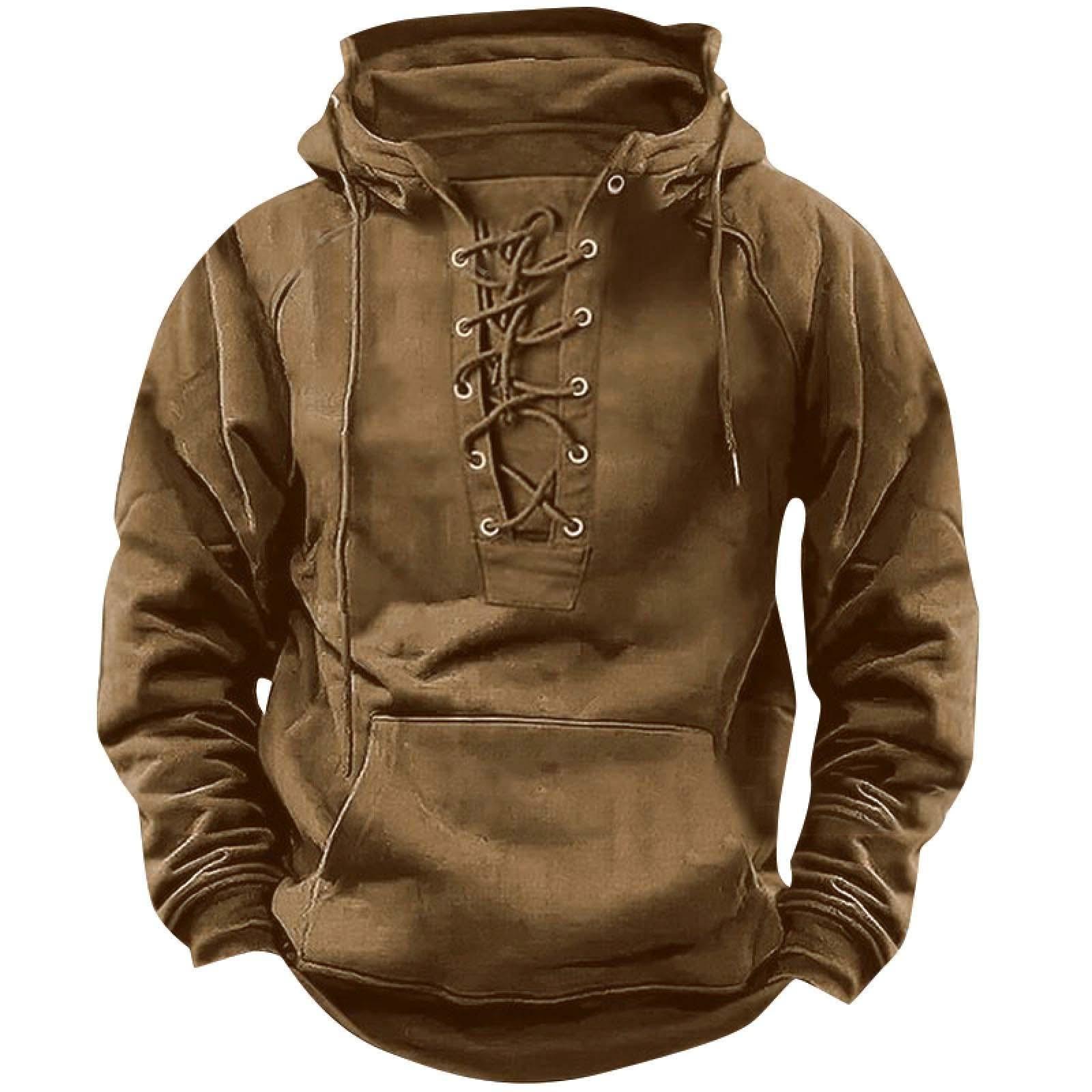 

Мужской однотонный свитер с капюшоном, молодежная спортивная кожаная куртка-свитер с несколькими карманами в Европе и Америке M хаки