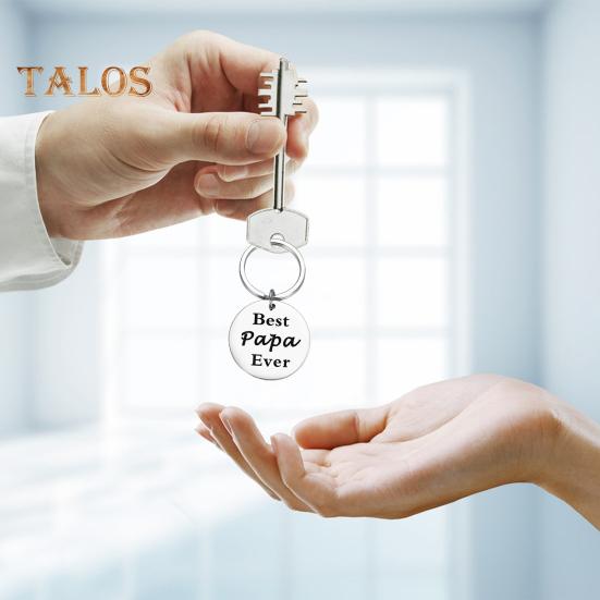 Stainless Steel Keychain Dad from Son Best Dad Ever Keychain Gift Double Sided Letter Print Keyring Valentine Day Heartwarming Gift