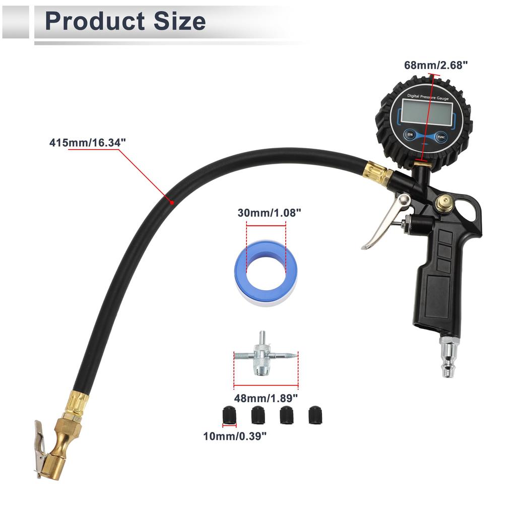 RATCHROLL 1 Set Universeller Reifendruckmesser 200 PSI 2,68" Digitaler Druckmesser, Aufpumpgerät Luftdruckmesser PSI für Motorräder, SUVs und Lkw